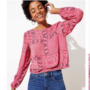 NWT Loft mosaic V back crop top. Size large.